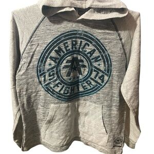 American Fighter Gray and Blue Hoodie
